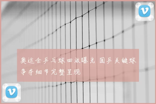 奥运会乒乓球回放曝光 国乒关键球争夺细节完整呈现